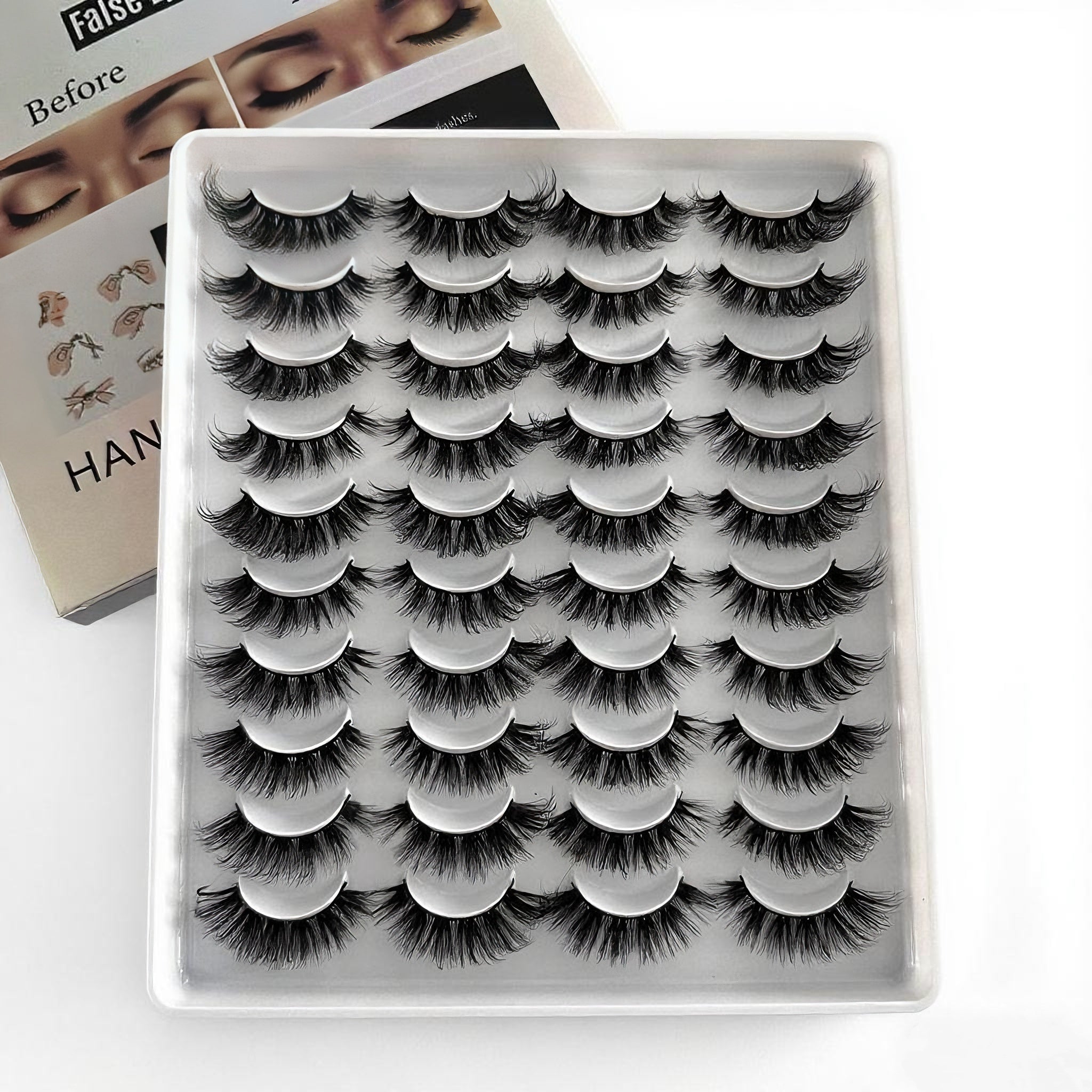 20 - Pair Large - Capacity False Eyelashes, Thick & Long Style, Ideal for Daily & Party Makeup