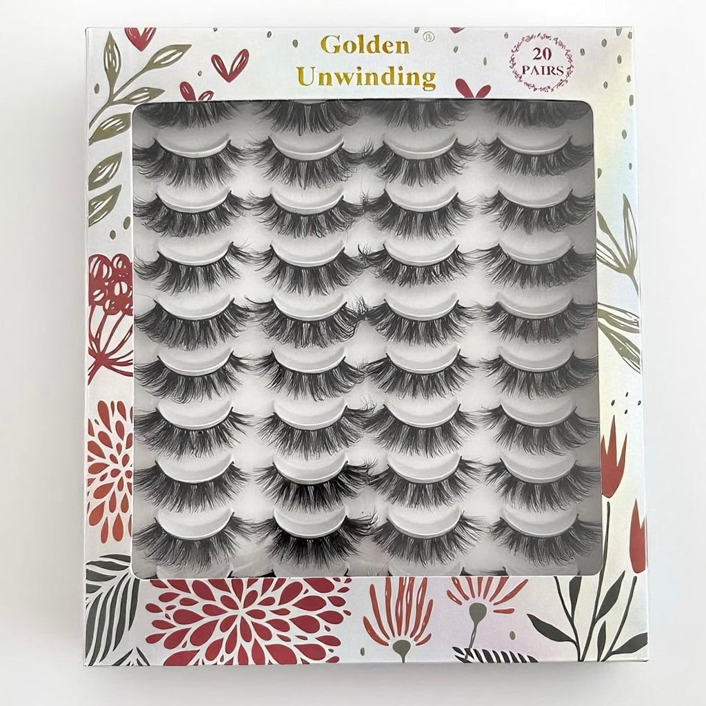 20 - Pair Large - Capacity False Eyelashes, Thick & Long Style, Ideal for Daily & Party Makeup