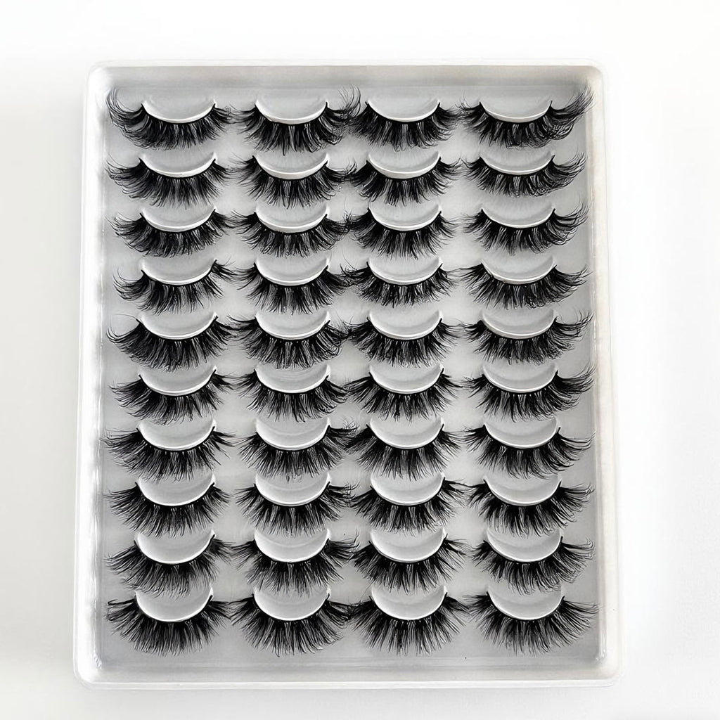 20 - Pair Large - Capacity False Eyelashes, Thick & Long Style, Ideal for Daily & Party Makeup
