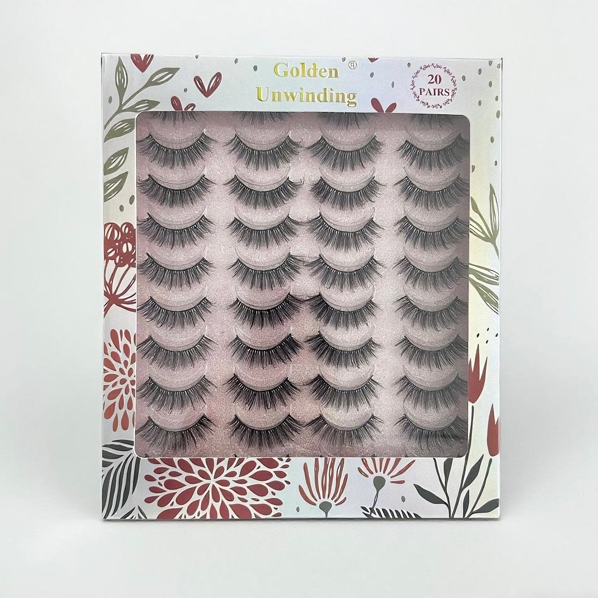 [20-Pair Large-Capacity Pack] Natural & Long False Eyelashes, Thick & Curled, Long-Lasting & Comfortable, Essential for Daily Wear, Dates & Weddings, Made of Simulated Fiber Material